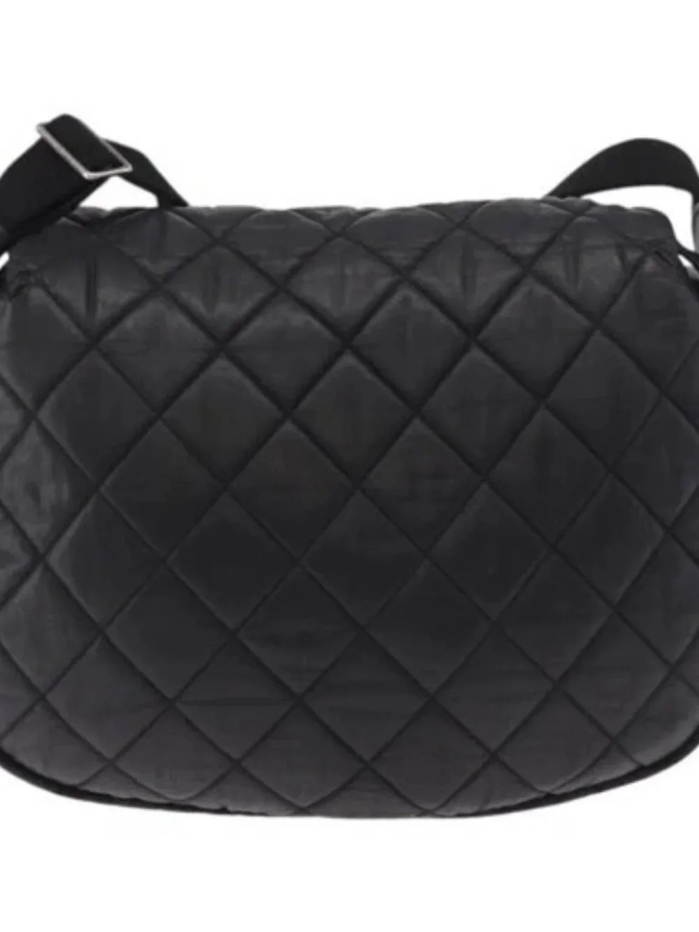 CHANEL Matelasse Shoulder Bag Coated Canvas Black Silver CC Auth bs35469
